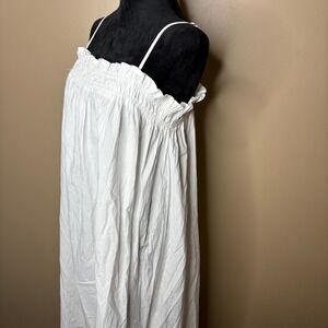 Easel Maxi Dress Sz Medium White Cotton Smocked Ruffle Maxi Spaghetti Feminine
